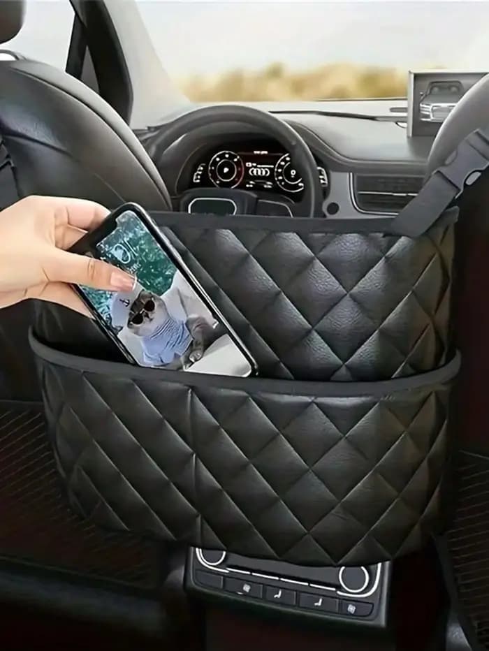 Filet de rangement pour siège central de voiture, sac en cuir de grande capacité, sac de rangement pour dossier de siège, fournitures pour dossier de chaise de voiture, sac suspendu pour articles de r