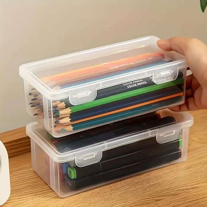 Grands boîtes de rangement en plastique transparent avec couvercles articulés