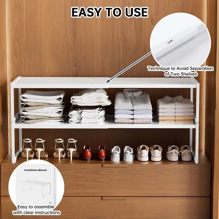 Étagères de rangement extensibles pour placard (1 ou 2 pièces) : Support