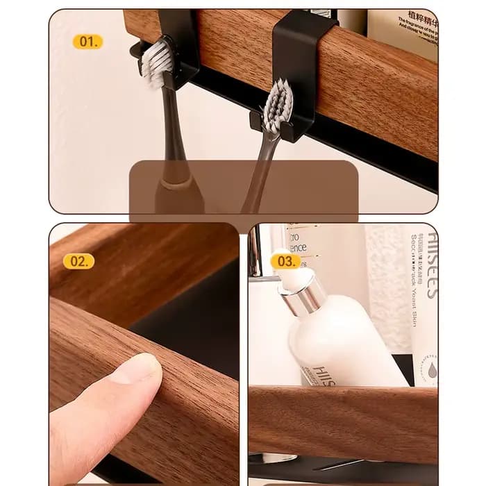 Étagère de cuisine en bois noir
