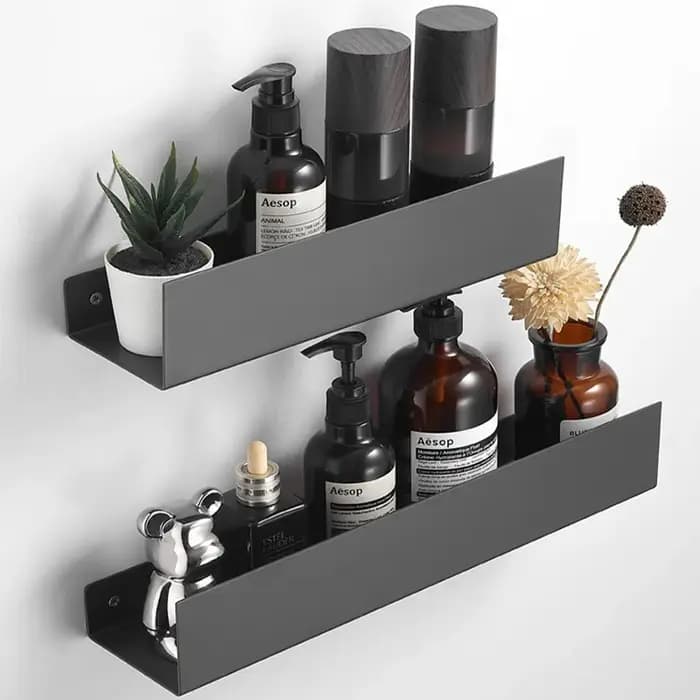 Étagère de salle de bain noire