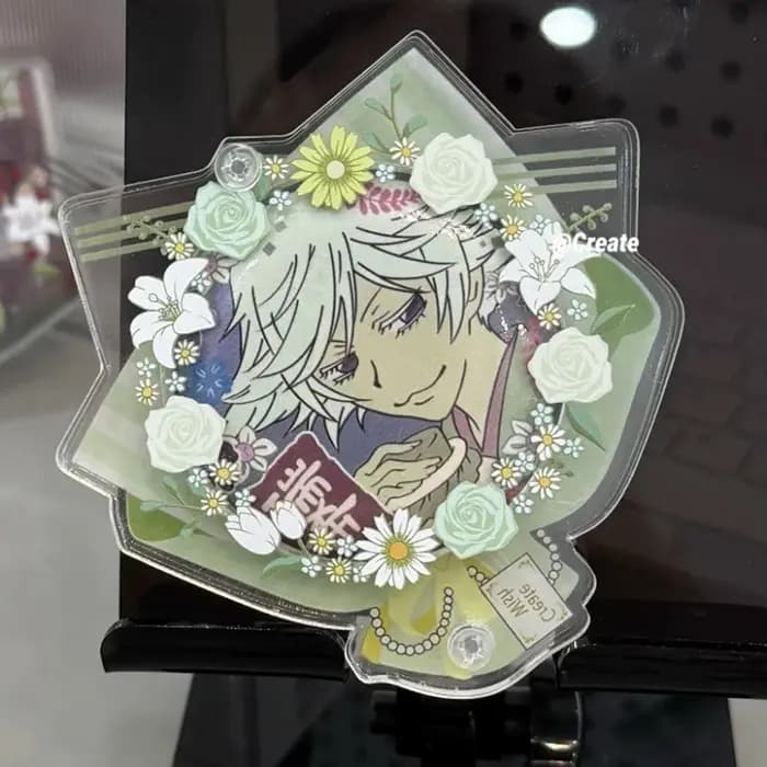 Boîte de rangement de beauté Bouquet éternel, cadre de carte en acrylique de 58mm, Badge en brique d