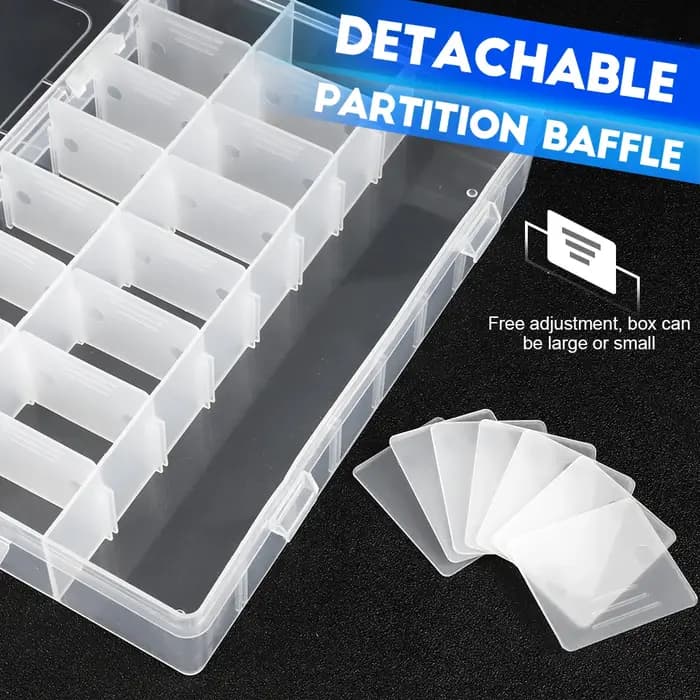 NINDEJIN – boîte en plastique multi-grilles, compartiment réglable, boîte de rangement de bijoux, bo