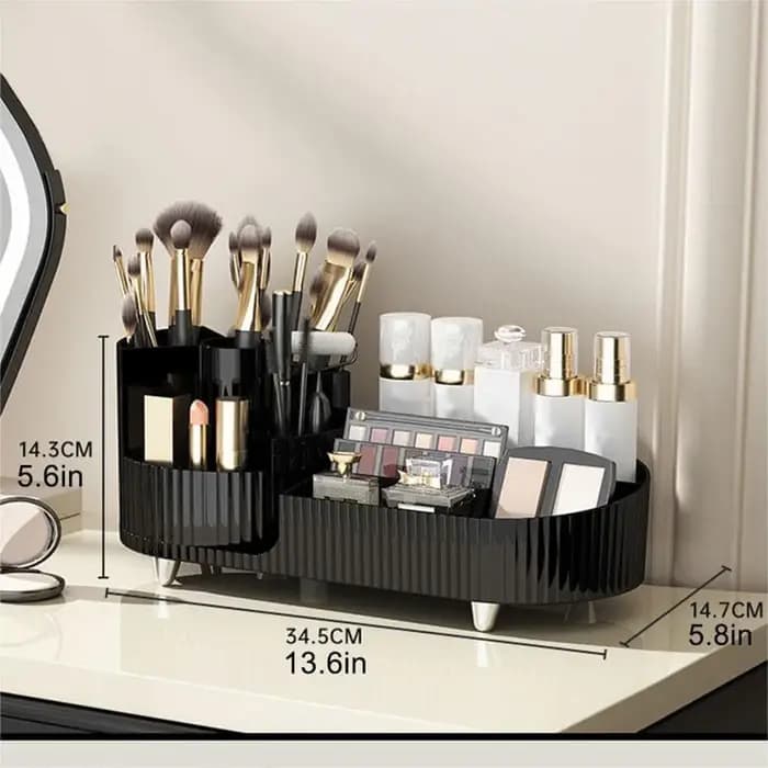 Support de rangement pour cosmétiques avec base rotative et compartiments divisés pour boîte de rang