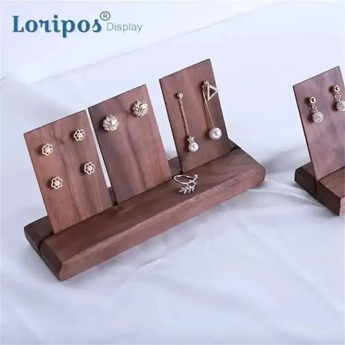 Vitrine oreille goujon support de rangement boucle d'oreille étagère noir noyer porte-bijoux fendu boucles d'oreilles