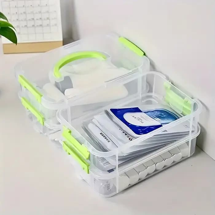 Boîte de rangement en plastique transparent à 4 couches