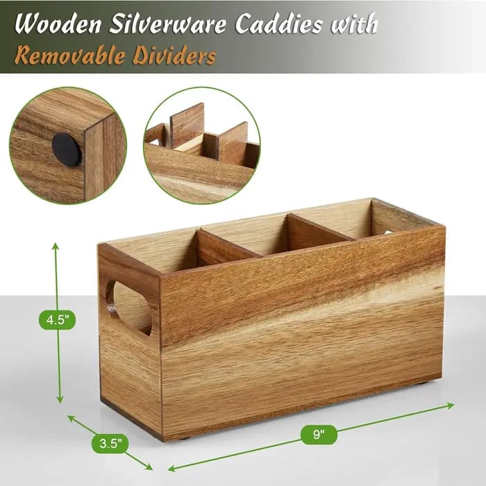 Organisateur de rangement d'ustensiles en bois