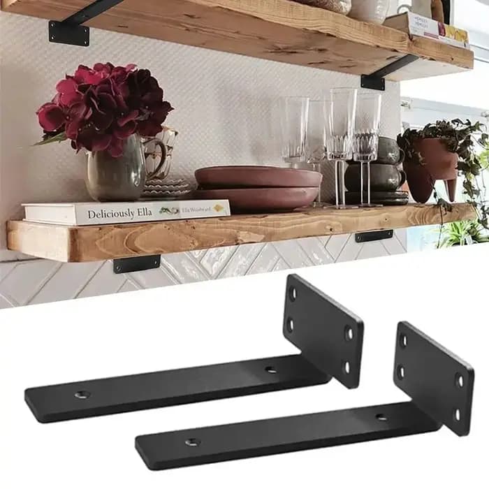 Étagère flottante robuste 2 pièces supports accessoires métal noir enduit Support d'étagère murale montage mural