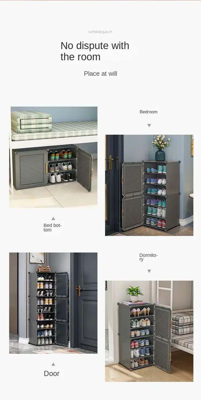 Meuble de Rangement Multicouche pour Chaussures, Meuble T1, Chambre à Coucher, Couloir, Maison Moder