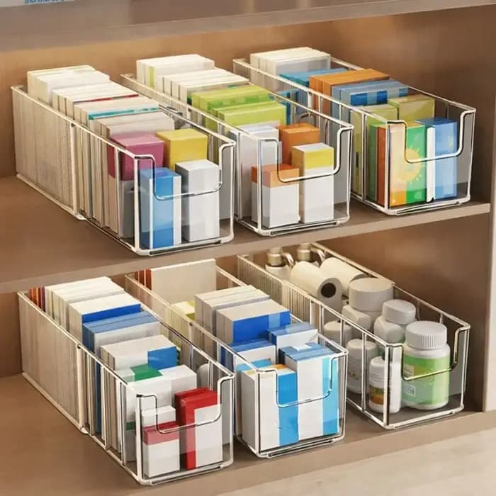 Boîte de rangement extensible en plastique grande capacité avec séparateurs