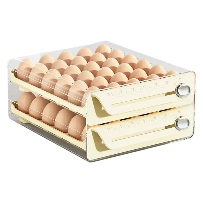 Boîte de rangement pour œufs à double niveau de type tiroir pour le réfrigérateur – Un indispensable pour garder les aliments frais et organiser votre cuisine