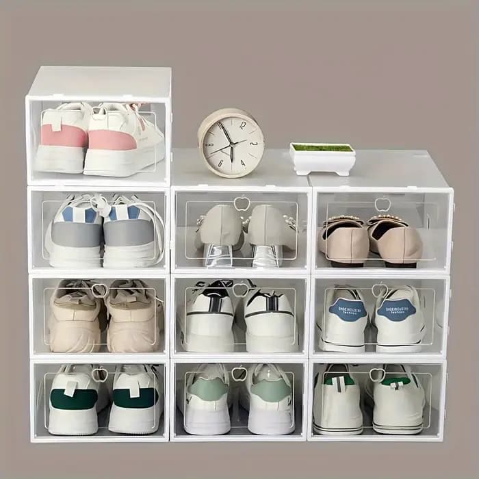 Organisateur de rangement pour chaussures transparent pliable