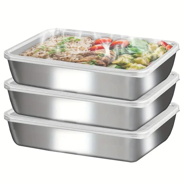 Boîte de conservation alimentaire en acier inoxydable, 3 pièces, étanche, pour la cuisine, le barbec