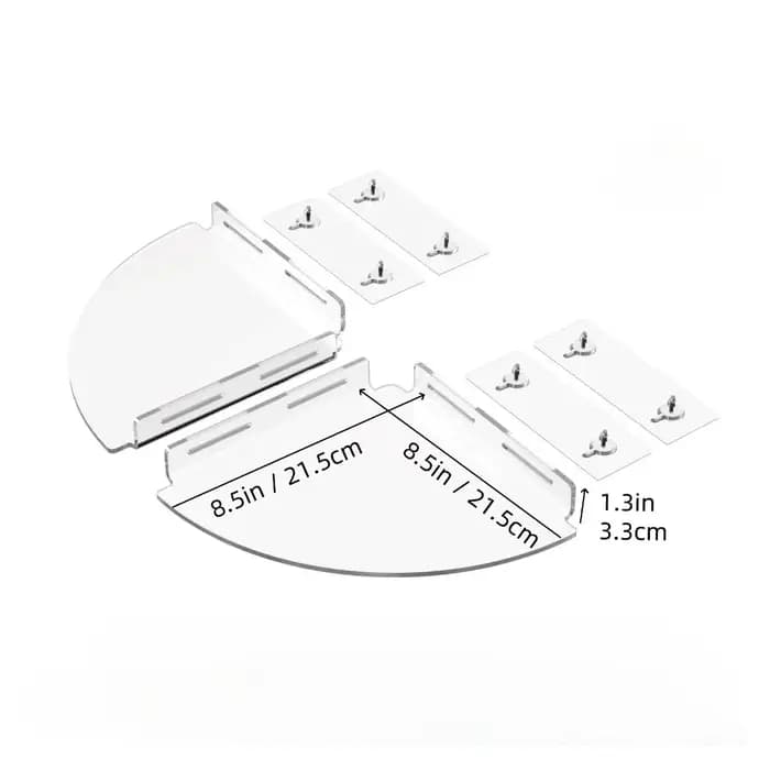 2 étagères d'angle en acrylique à fixer au mur sans perçage