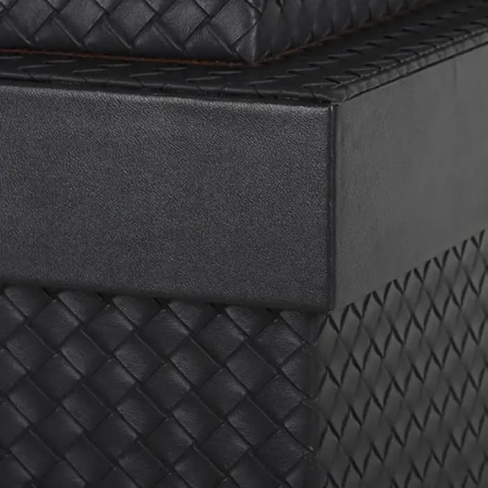 Boîte de rangement pour vêtements, grandes boîtes d'organisation d'accessoires, bac organisateur en cuir à motif tissé, organisateurs de décoration de maison avec couvercle
