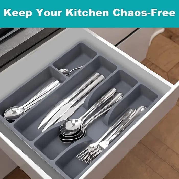 Boîte de rangement pour couverts en plastique, organisateur d'ustensiles, T1