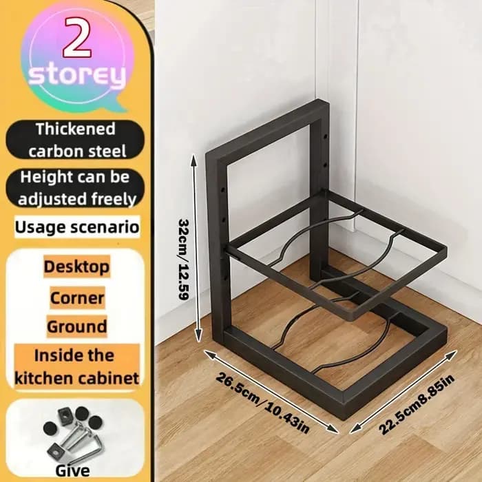 Organisateur de support de casseroles réglable, support de rangement de casseroles en acier inoxydab