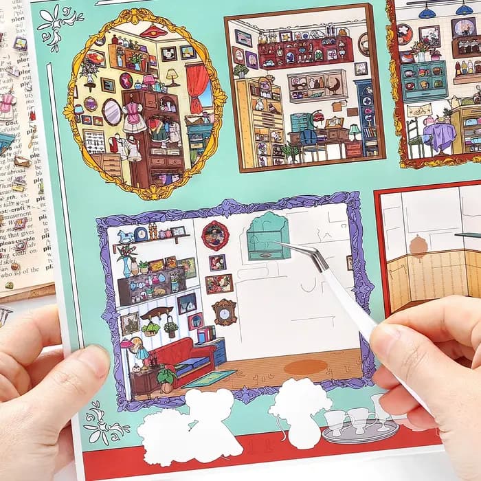 Armoire de rangement Kawaii, autocollant 3D de paysage mural à suspendre, scène de cabane DIY, cadeau de festival