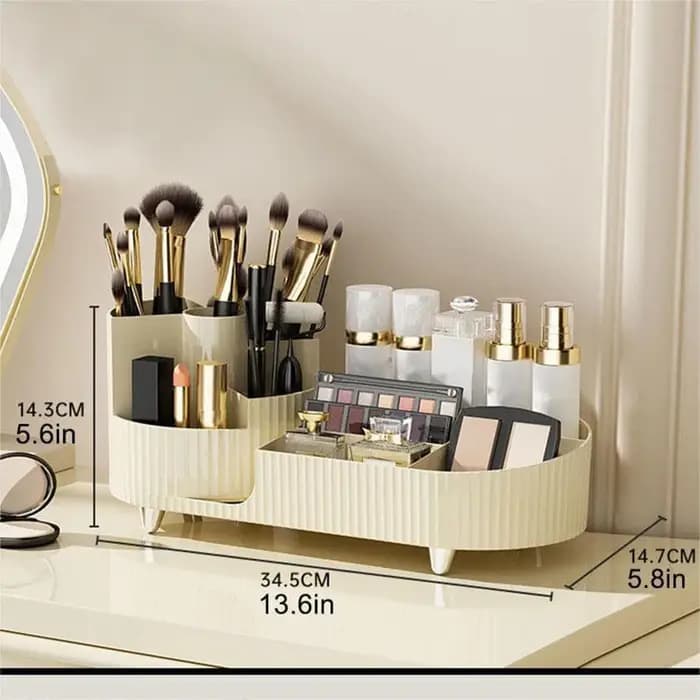 Support de rangement pour cosmétiques avec base rotative et compartiments divisés pour boîte de rang