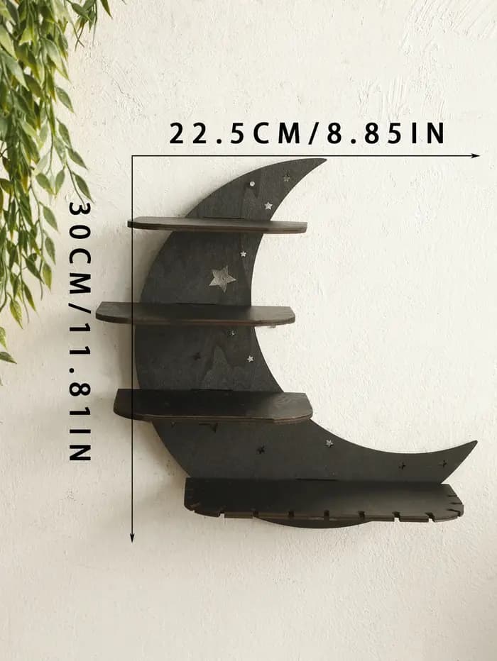 30/39cm noir lune étagères murales 4 niveaux bois flottant étagère murale gothique décor à la maison
