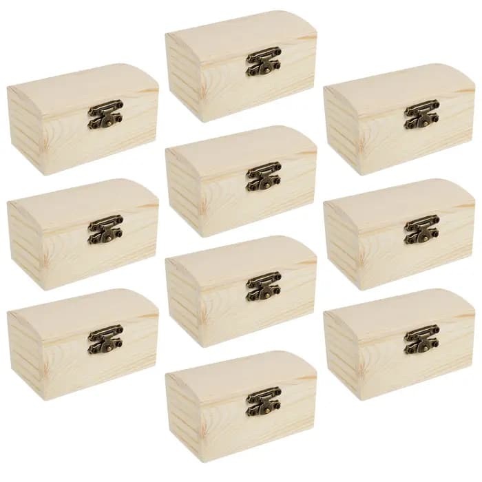 Boîte de rangement de bijoux 10 pièces, Mini boîte à souvenirs en bois inachevé avec couvercle, boît