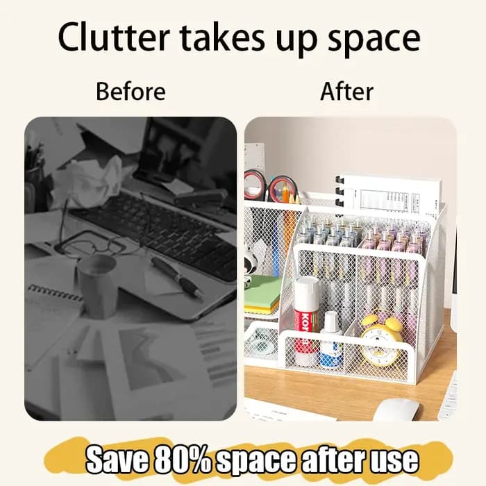 Porte-stylo en maille et organisateur de fournitures de bureau avec 7 compartiments