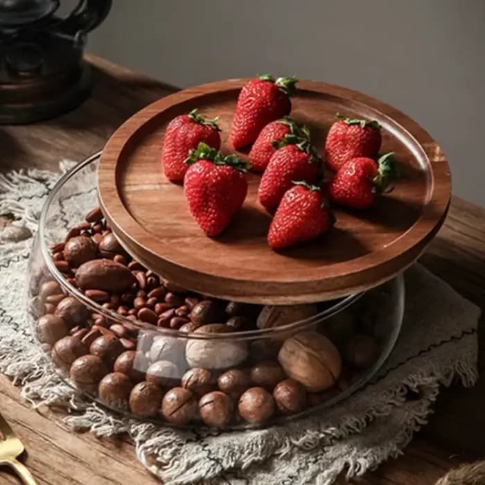 Stockage Créatif des citrouille en Verre avec Couvercle en Bois