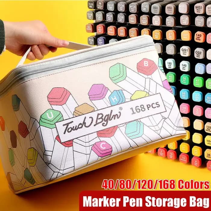 40/80/120/168 couleurs sac seulement marqueur stylo sac de rangement en cuir forme carrée trousse à crayons