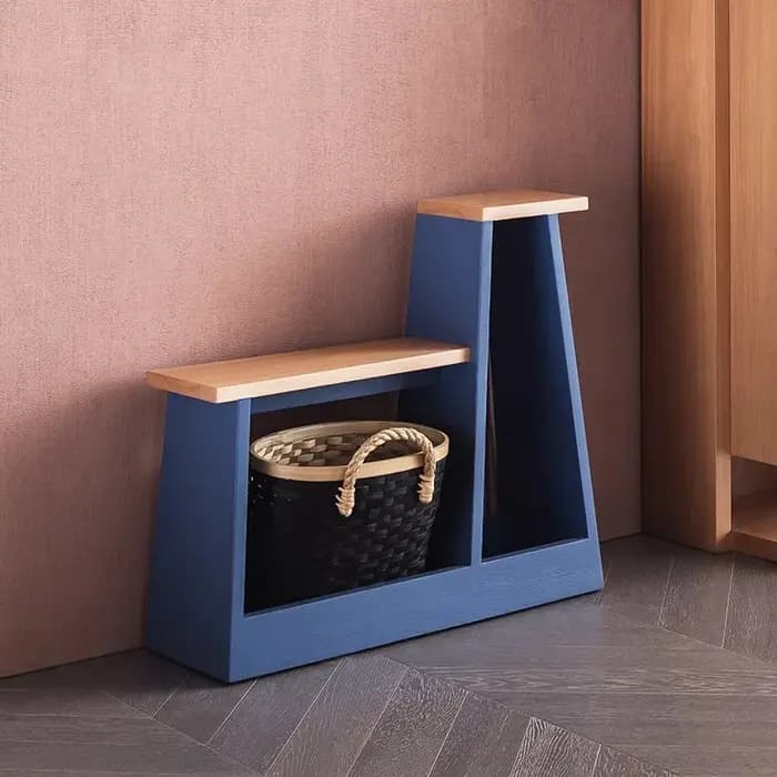 Rangement d'entrée en bois massif, tabouret de port de chaussures