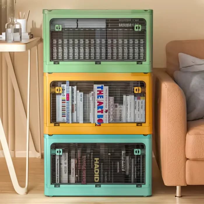 Boîte de rangement pliable avec roulettes, organisateur de placard, durable, facile à assembler, pour livres, jouets, rangement domestique, camping, voyage