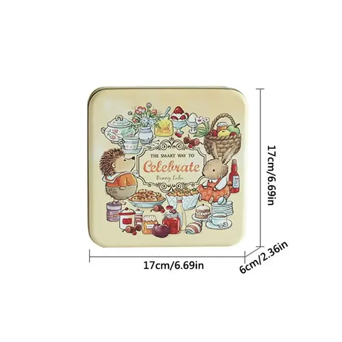 Boîte en fer de lapin de dessin animé multicolore 17*17*6cm