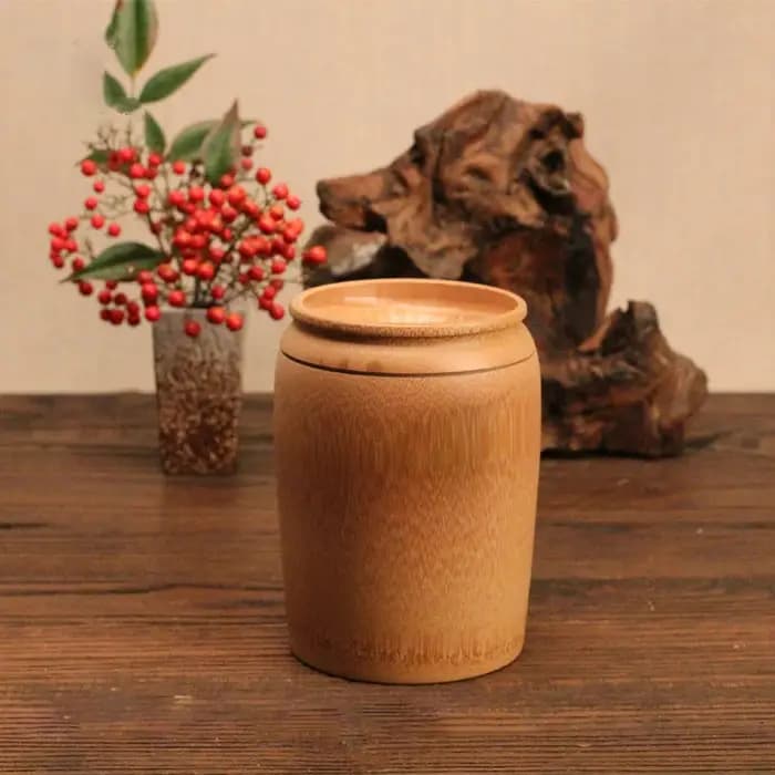 Récipient à Thé en Bambou, Tube Blanc, Boîte d'Emballage, Rangement en Bois