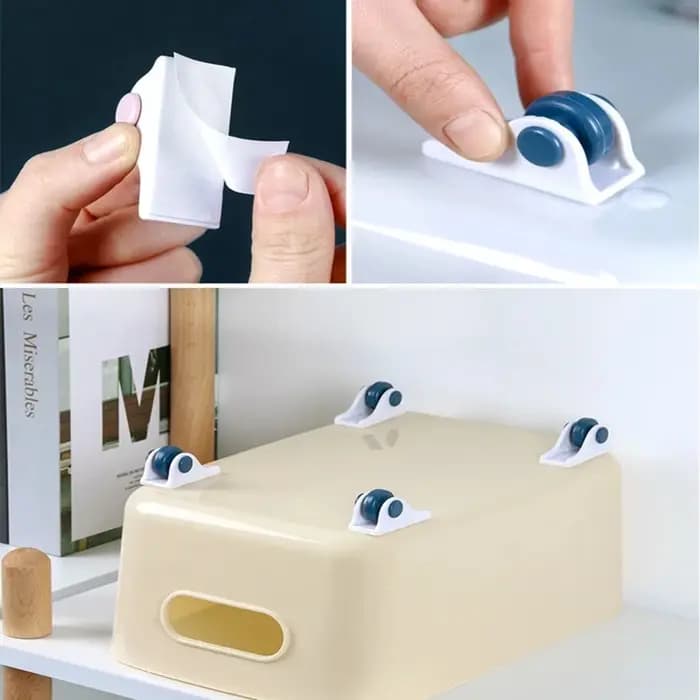 Boîte de rangement 4/8 pièces, roues à roulettes pour meubles, poulie directionnelle domestique, boîte de rangement portable auto-adhésive, roulette inférieure