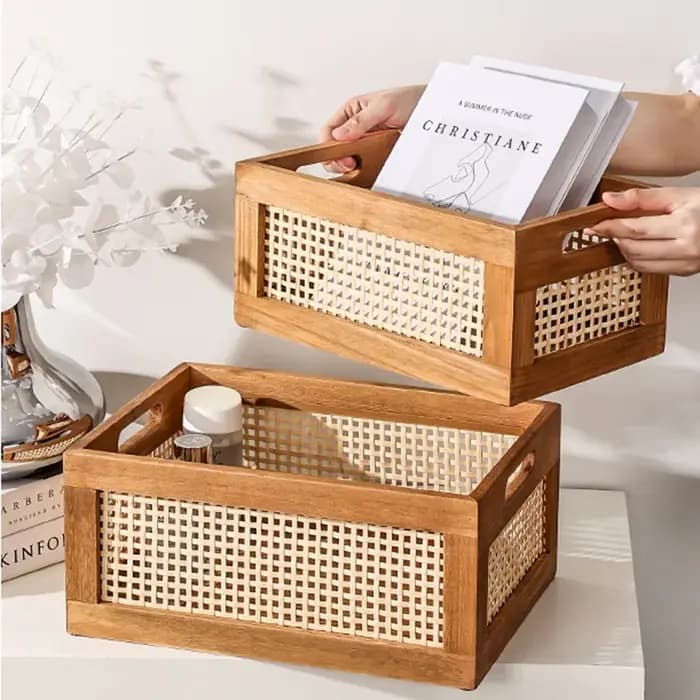 Boîte de rangement en bois massif pour cuisine