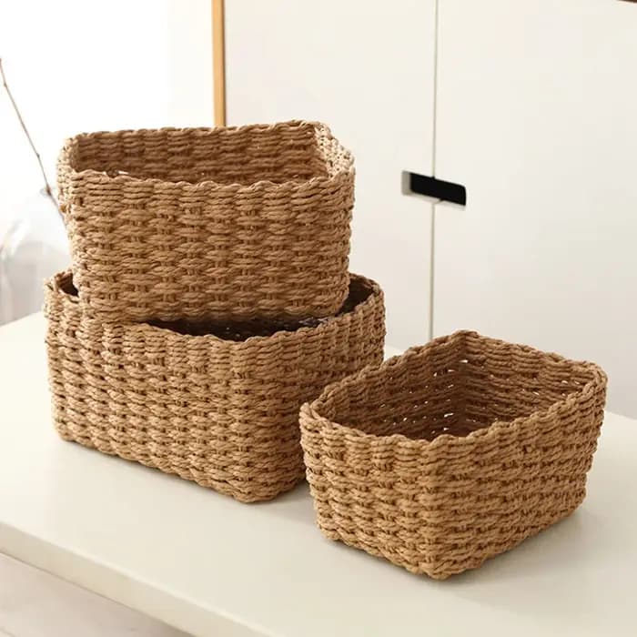 Ensemble de 3 paniers de rangement tressés