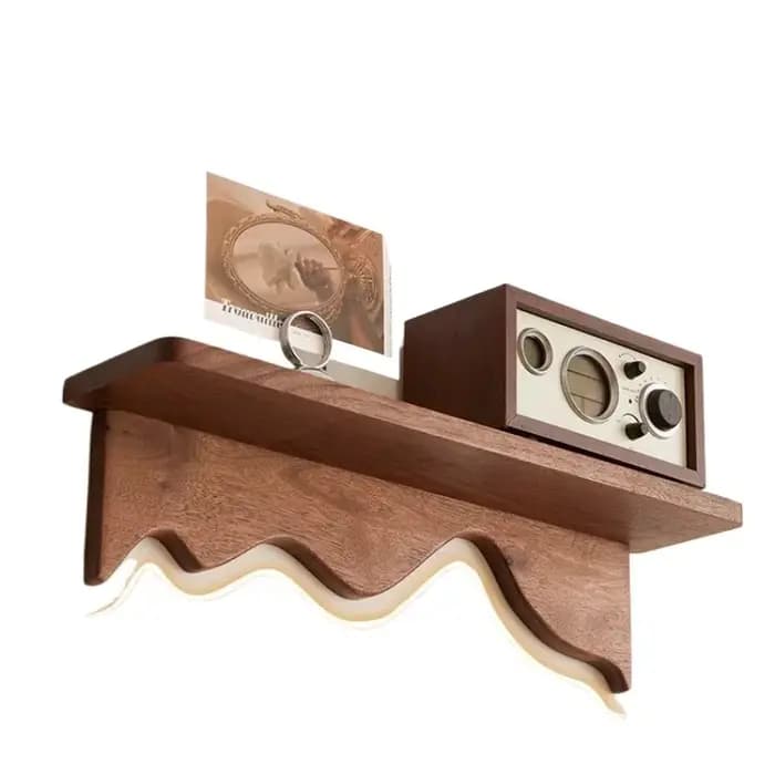 Étagère murale flottante en bois massif de noyer noir