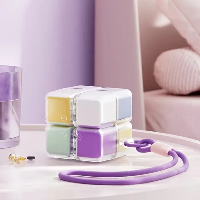 Cube magique créatif, boîte de rangement de médicaments à 8 grilles