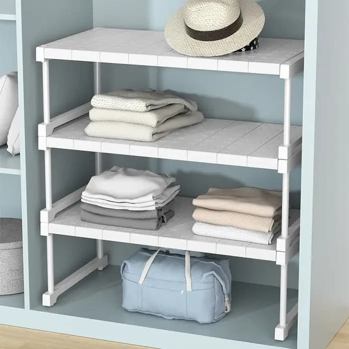 Étagères empilables pour placard, cloison de garde-robe, organisateurs d'armoire, étagères télescopiques pour évier de cuisine, accessoires de salle de bains