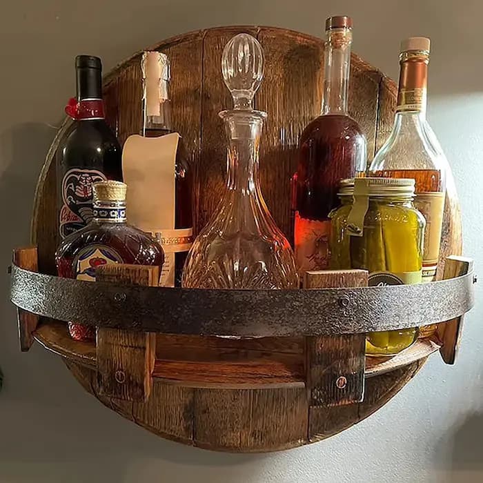 Étagère de baril de whisky vintage en bois créatif fabriqué à la main présentoir de bouteille d'alcool étagères à vin