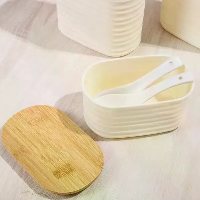 Pot de conservation alimentaire en bois avec couvercle - Contenant de rangement de cuisine hermétique avec couvercle pour un rangement et une organisation efficaces de la garde-manger