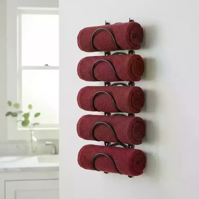 Porte-serviettes mural pour salle de bain et étagère de rangement pour bouteilles de vin pour les espaces modernes de la maison
