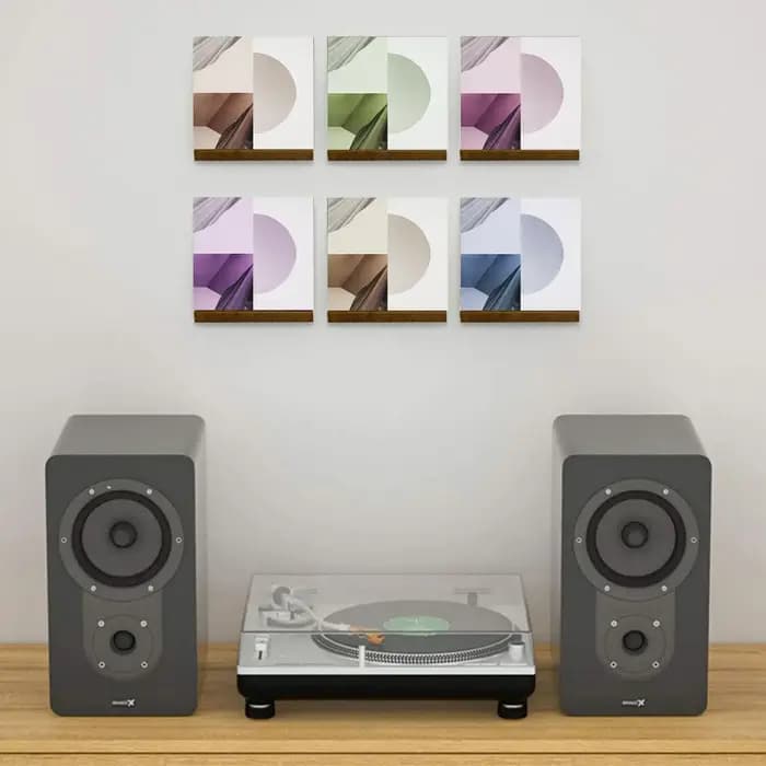 Support mural pour disques vinyles en bois