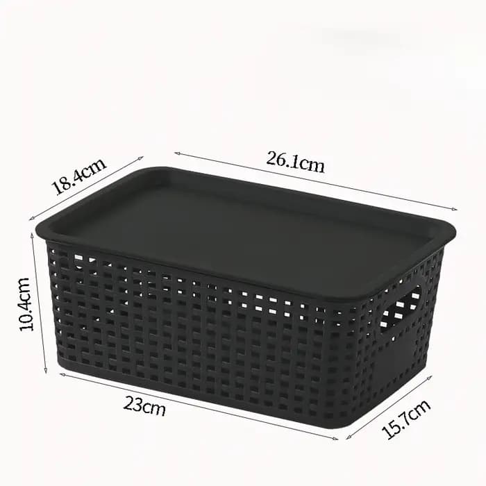 Paniers de rangement en plastique modernes avec couvercle empilable