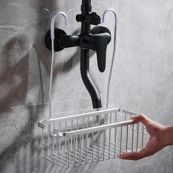 Étagère de salle de bain en aluminium sans perçage