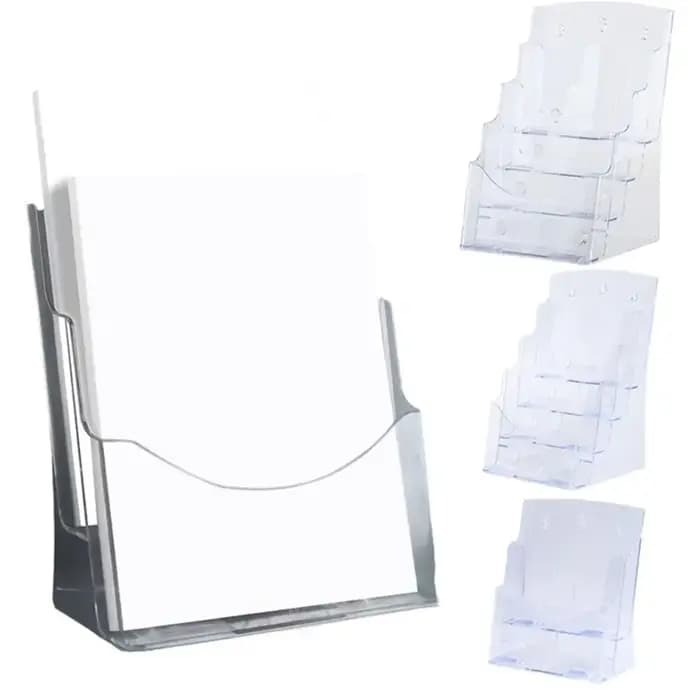 Présentoir transparent pour flyers A4/A5/A6, 2/3/4 niveaux, support mural pour brochures, trou de suspension, gain de place