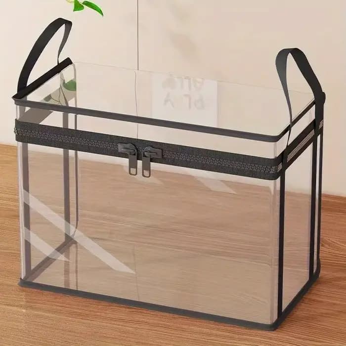 Sac de rangement en PVC avec couvercle rabattable et fenêtre de visualisation - Organisateur rectangulaire durable pour