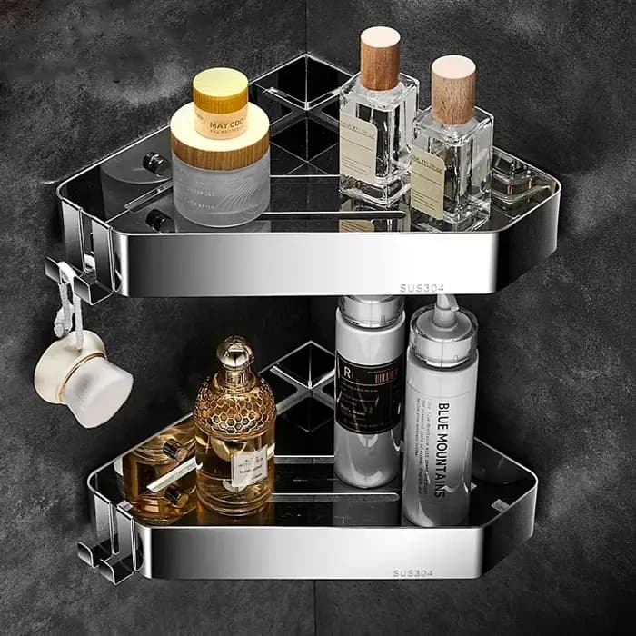 Étagères d'angle en acier inoxydable pour salle de douche