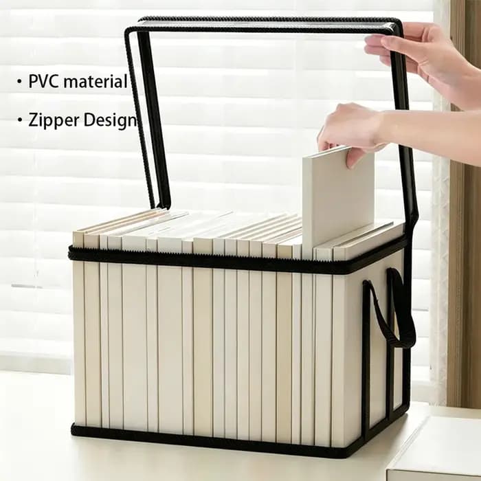 Lot de 4 boîtes de rangement transparentes en PVC avec fermeture éclair