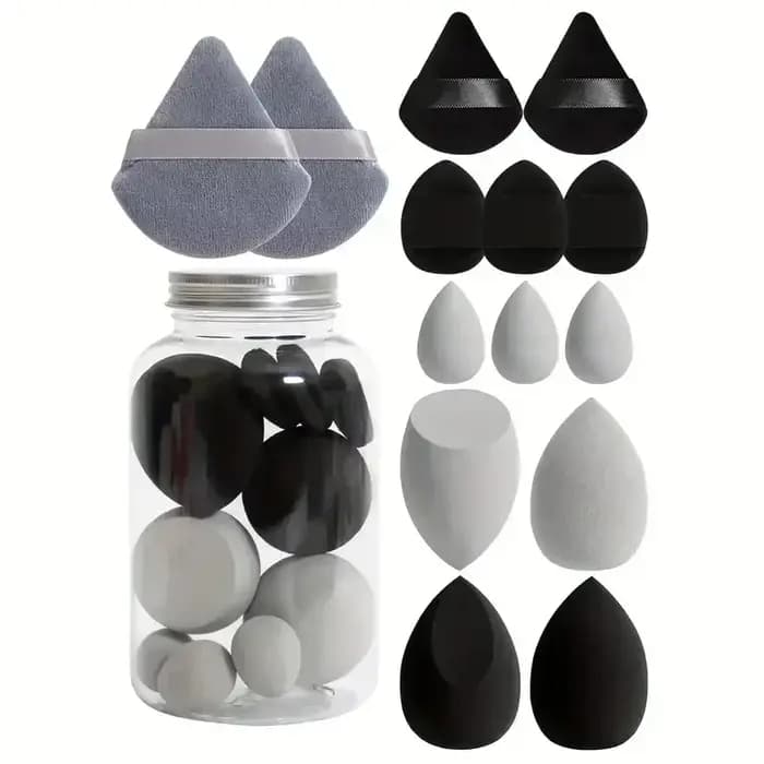 12/14 pièces éponge de maquillage bouffée cosmétique fond de teint éponges mélangeur beauté oeuf poudre bouffées