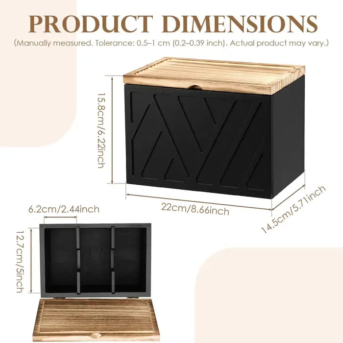 Boîte de rangement en bois pour tampons avec couvercle, organiseur de tampons et de serviettes hygié